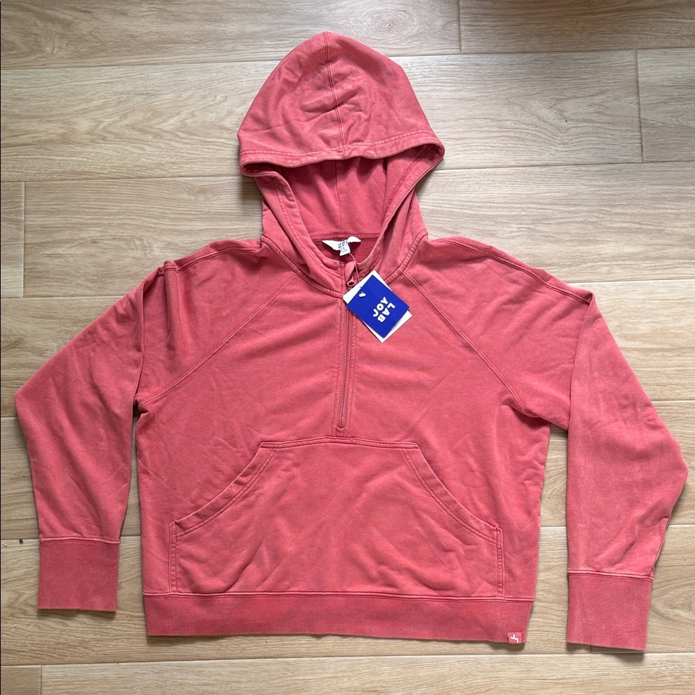 JoyLab Coral Hoodie with Half-Zip NWT